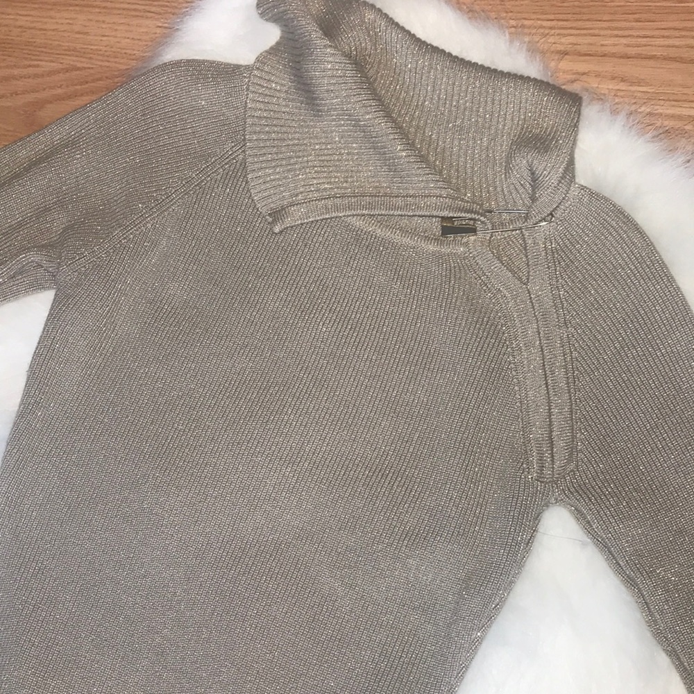 Calvin Klein Metallic FoldOver Collar Sweater-dress - Picture 8 of 9